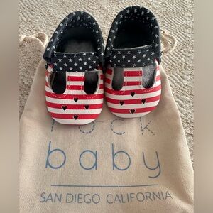 Baby Birdrock Brand New Infant Patriotic USA Flag Baby Girls Leather Moccasin 3
